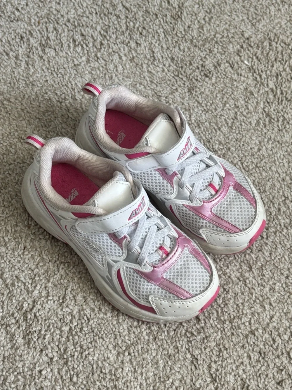 Avia White and Pink Kids Sneakers